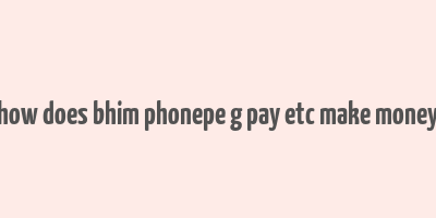 how does bhim phonepe g pay etc make money