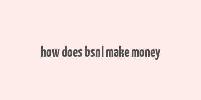 how does bsnl make money