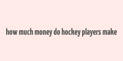 how much money do hockey players make