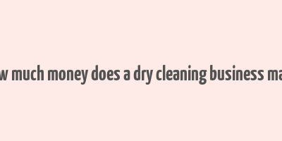 how much money does a dry cleaning business make