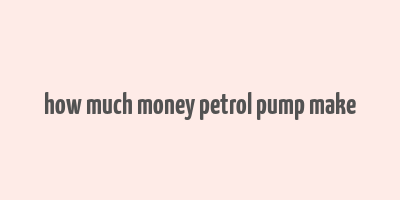 how much money petrol pump make