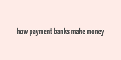 how payment banks make money