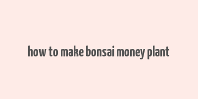 how to make bonsai money plant