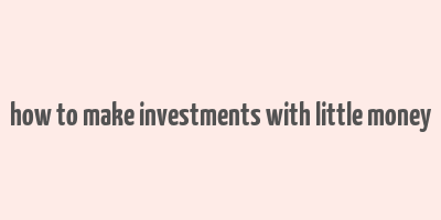 how to make investments with little money