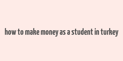 how to make money as a student in turkey