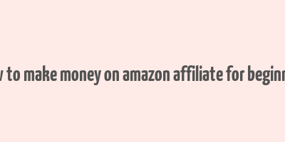 how to make money on amazon affiliate for beginners