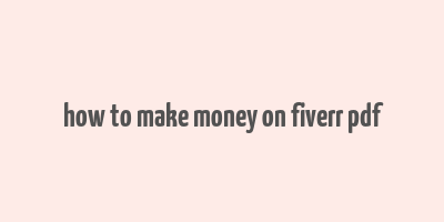 how to make money on fiverr pdf