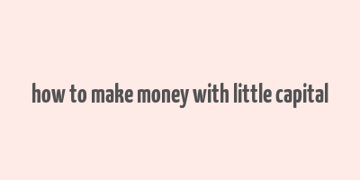 how to make money with little capital