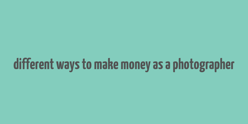 different ways to make money as a photographer