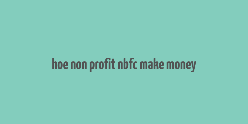 hoe non profit nbfc make money