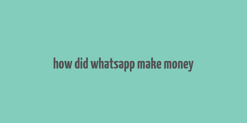 how did whatsapp make money