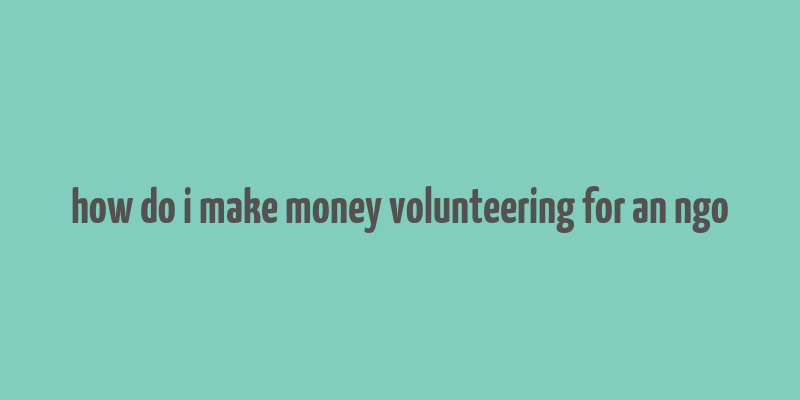 how do i make money volunteering for an ngo