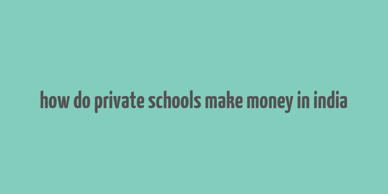 how do private schools make money in india