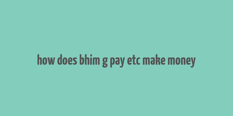 how does bhim g pay etc make money