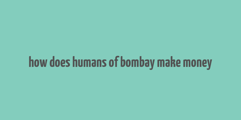 how does humans of bombay make money