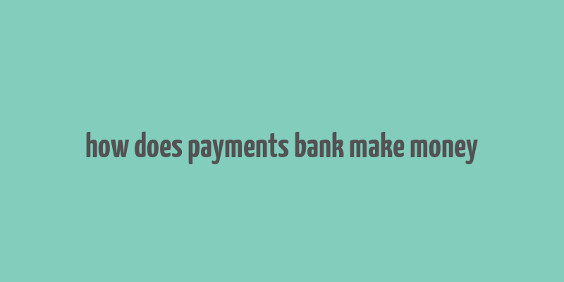 how does payments bank make money