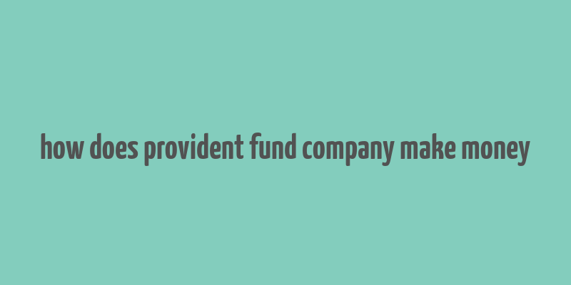 how does provident fund company make money