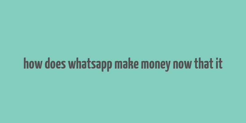 how does whatsapp make money now that it& 39