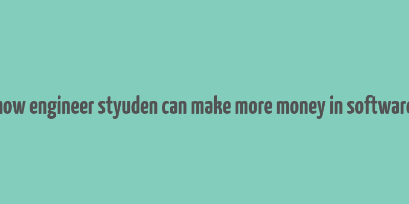 how engineer styuden can make more money in software