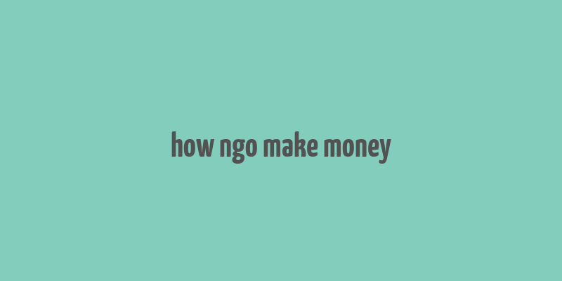 how ngo make money