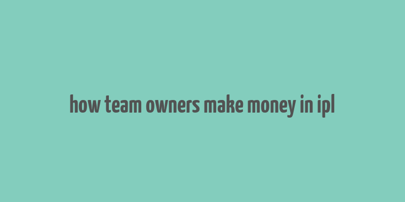 how team owners make money in ipl