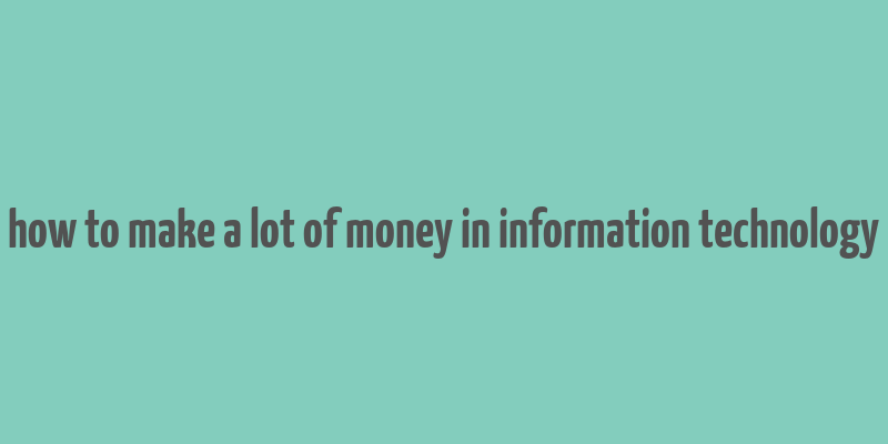 how to make a lot of money in information technology