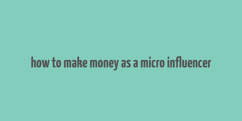 how to make money as a micro influencer