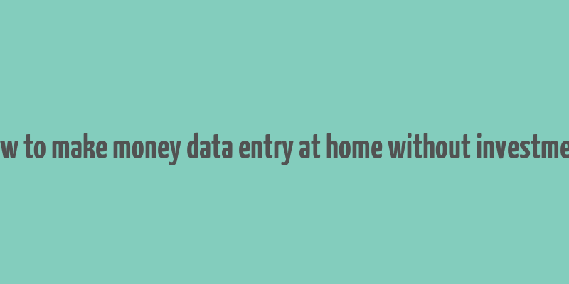 how to make money data entry at home without investment