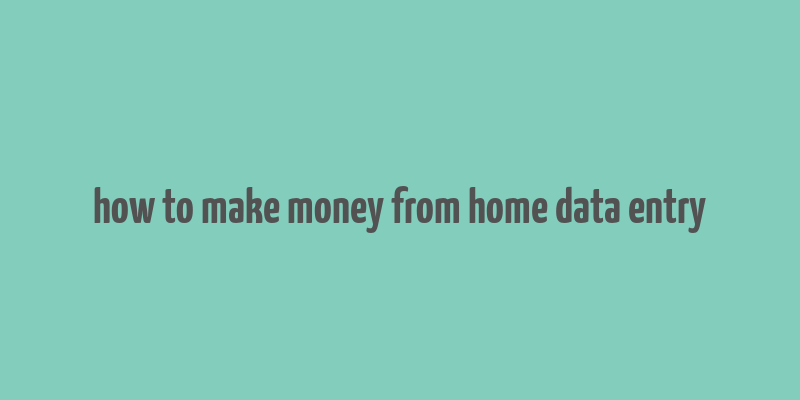 how to make money from home data entry