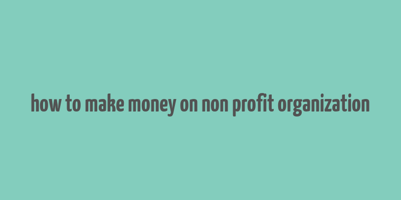 how to make money on non profit organization