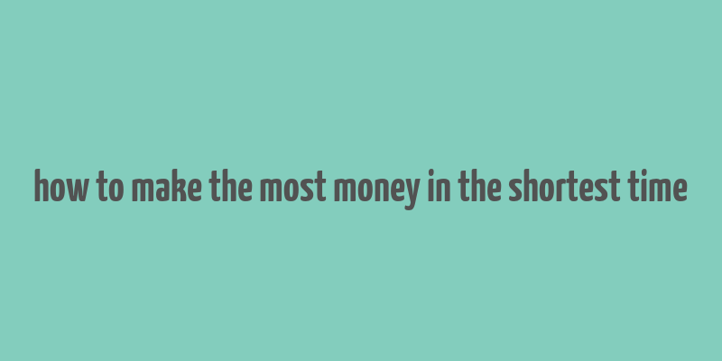 how to make the most money in the shortest time