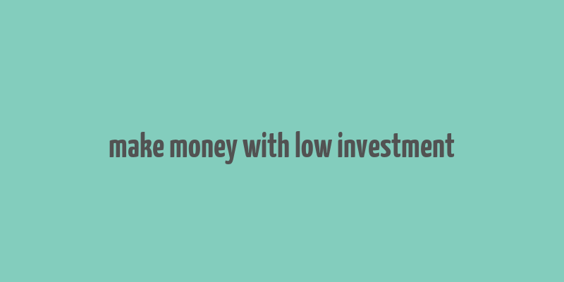 make money with low investment