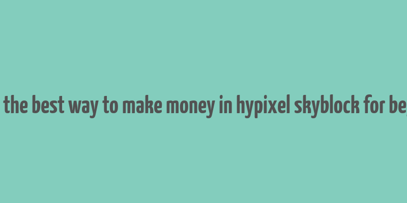 what is the best way to make money in hypixel skyblock for beginners