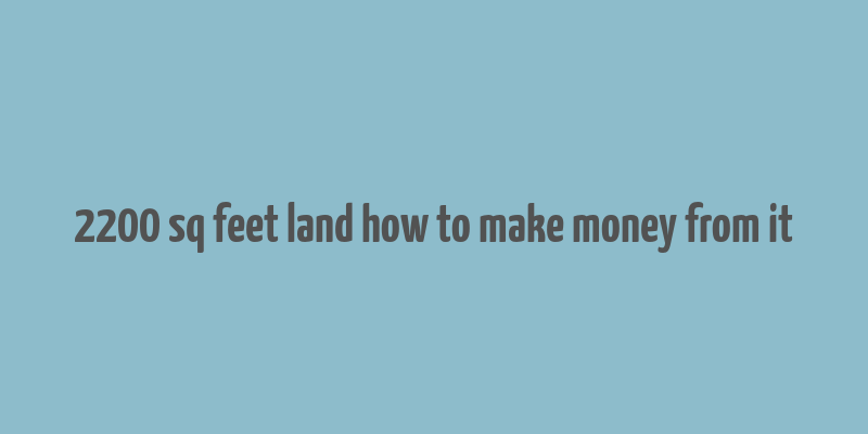 2200 sq feet land how to make money from it