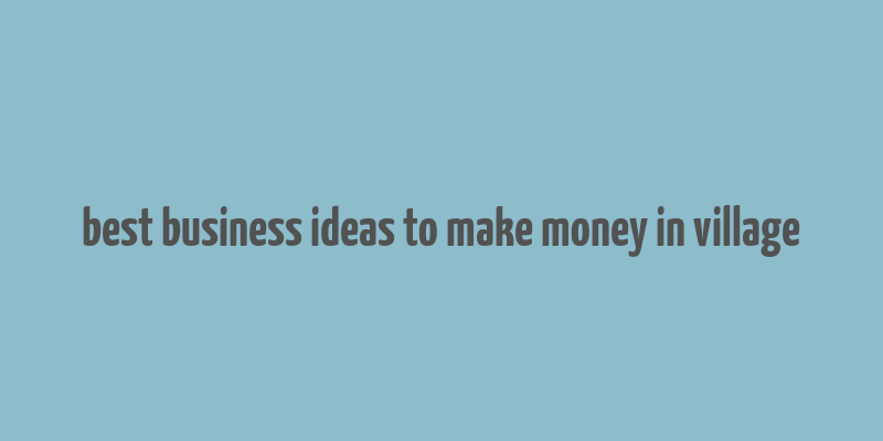 best business ideas to make money in village