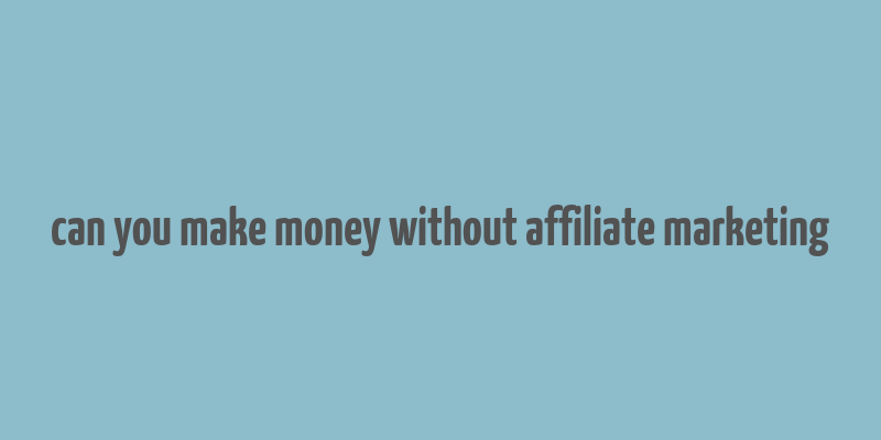 can you make money without affiliate marketing