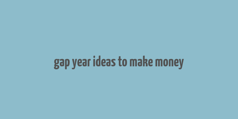 gap year ideas to make money