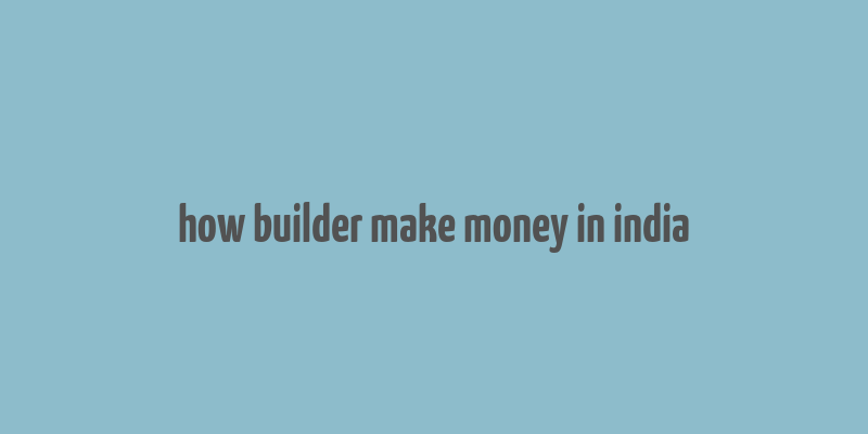 how builder make money in india