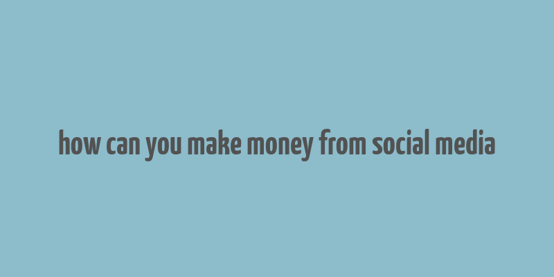 how can you make money from social media