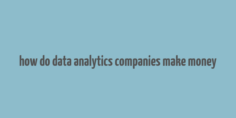 how do data analytics companies make money