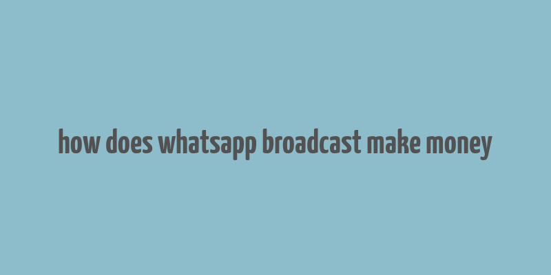 how does whatsapp broadcast make money