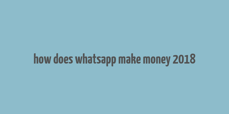 how does whatsapp make money 2018