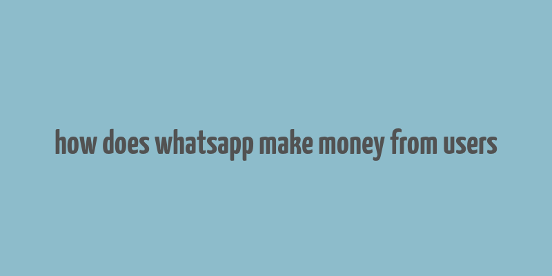 how does whatsapp make money from users