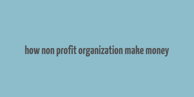 how non profit organization make money