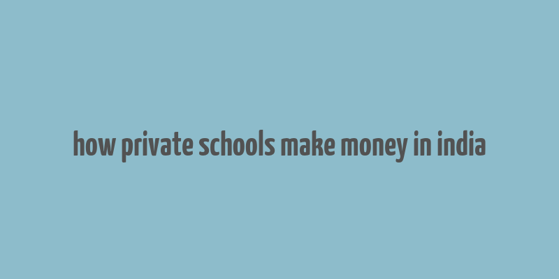 how private schools make money in india