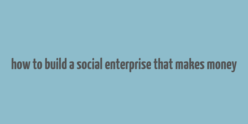 how to build a social enterprise that makes money