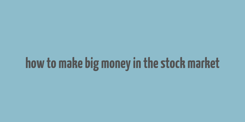 how to make big money in the stock market