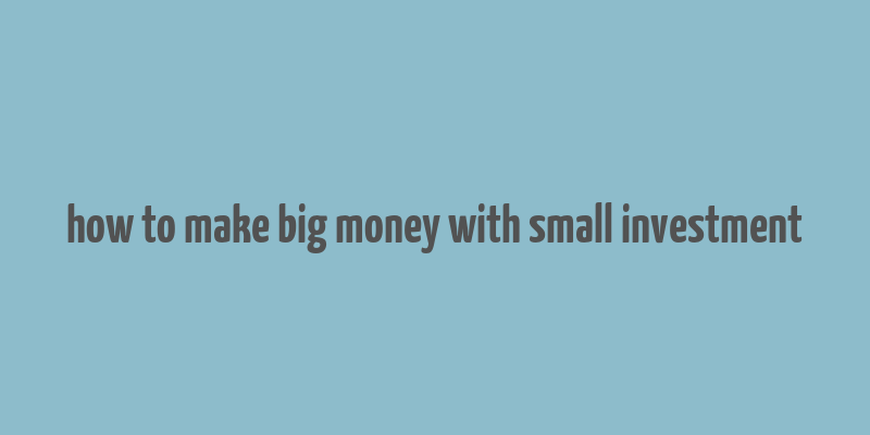 how to make big money with small investment