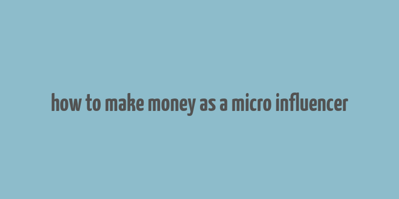 how to make money as a micro influencer