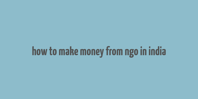 how to make money from ngo in india